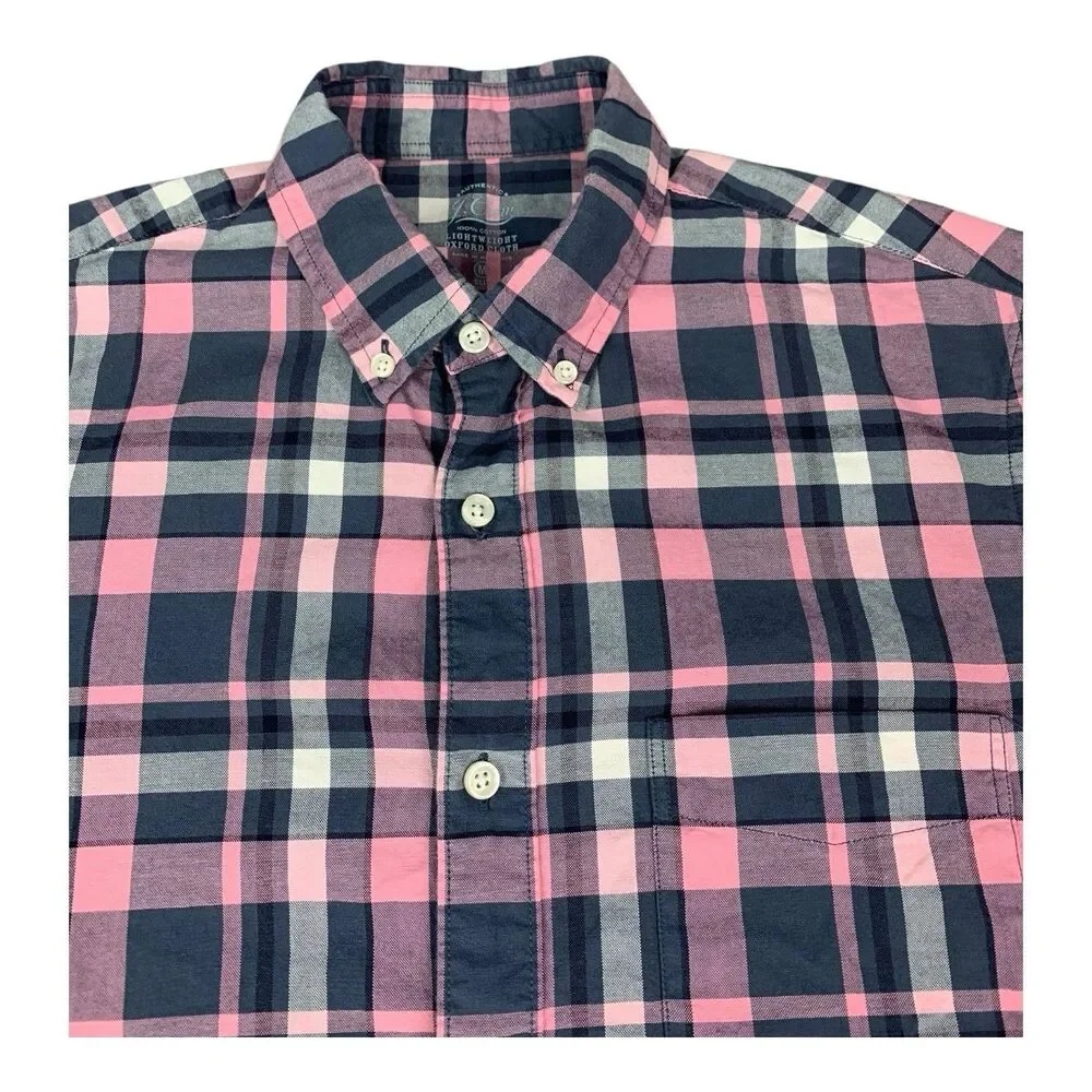 J Crew Men’s Short Sleeve Button Up Shirt, Lightweight Oxford, Slim Fit, Medium